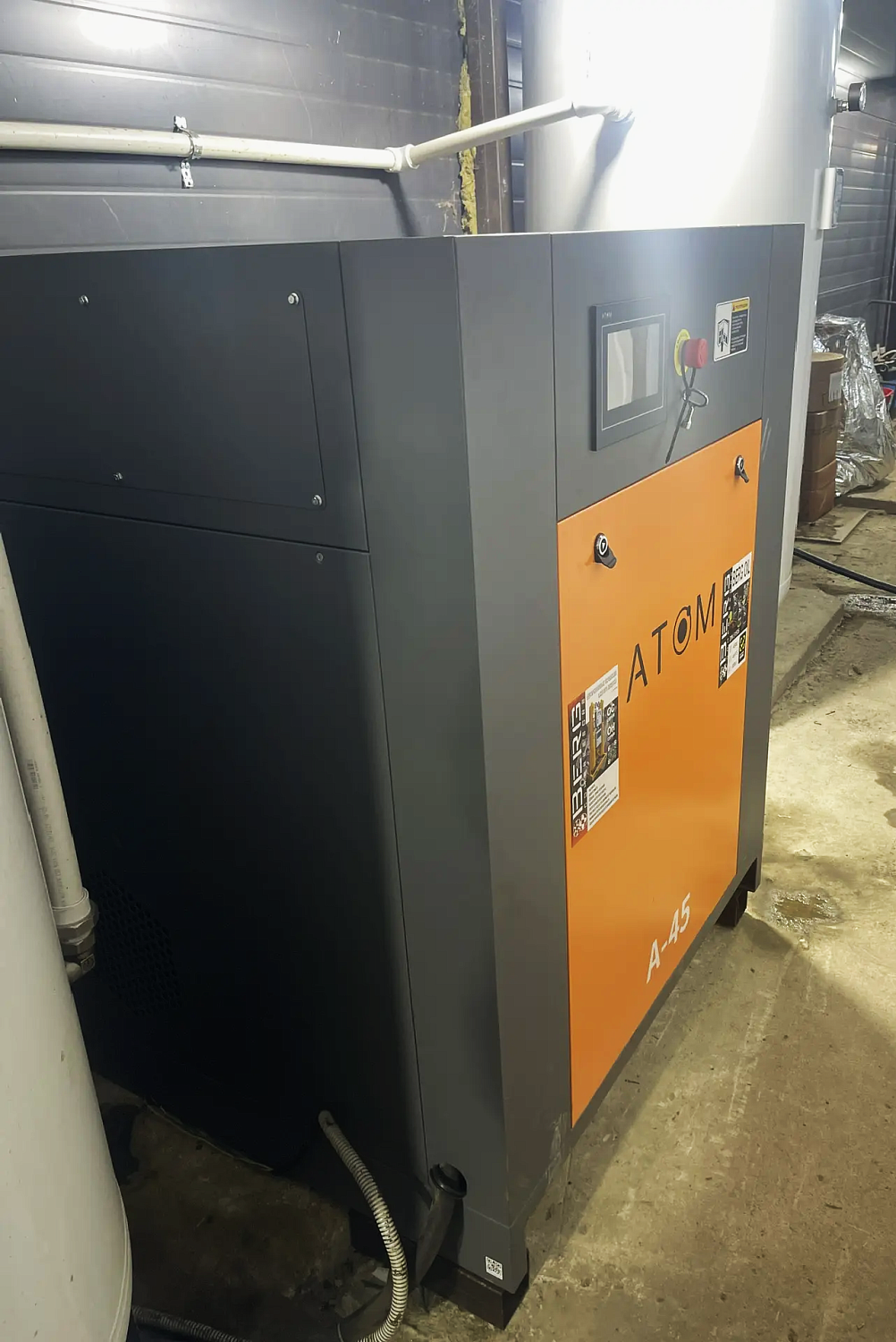 Винтовой компрессор ATOM А-45Е 10 бар для ООО «Жива Продукт ПРО»